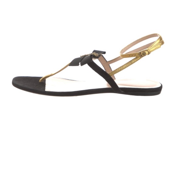 GUCCI RARE SoHo Bee gold black Ankle Strap Sandals size 6 - Picture 3 of 9